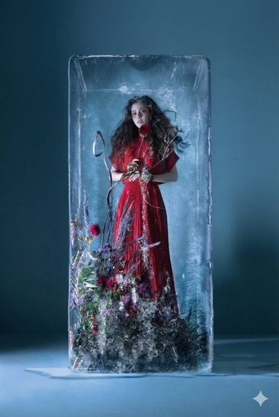 Frozen Elegance: A Surreal Fashion Statement