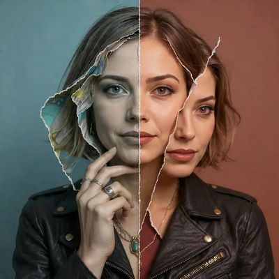 Layers of Identity: A Torn-Paper Portrait