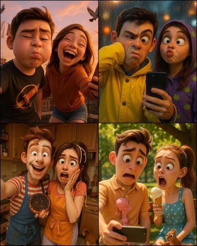 Sneezes & Smiles: A Pixar-Perfect Selfie Moment