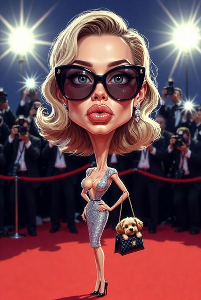 Glamour Meets Whimsy: A Caricature of High Society