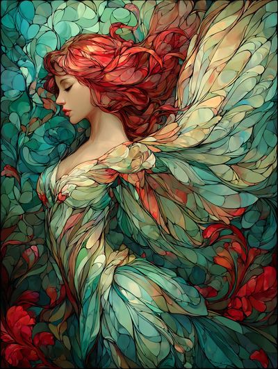 Fiery Elegance: A Stained-Glass Fairy Dream