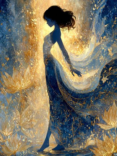 Luminous Elegance: A Dreamy Night in the Lotus Pond