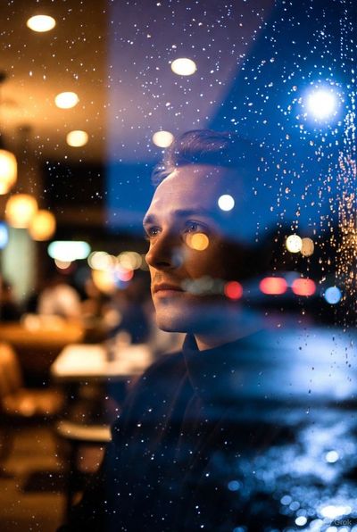 Reflections of a Rainy Night: A Café Contemplation