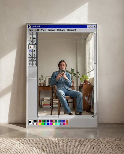 Retro Reflections: A Stylish Selfie in a Modern Space