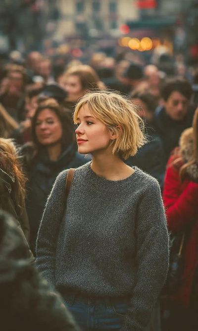 Urban Solitude: A Portrait of Reflection Amidst the Crowd