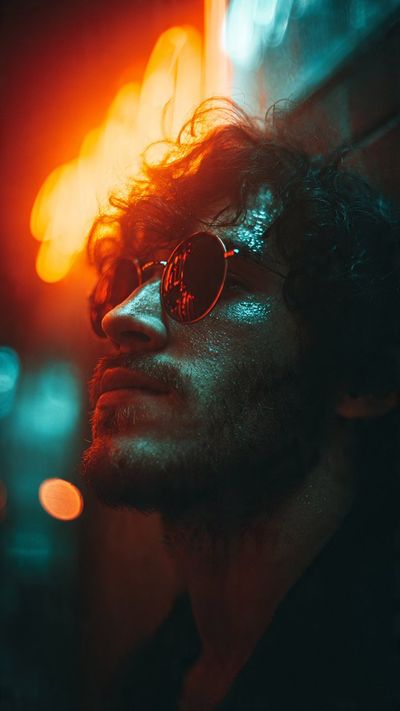 Neon Dreams: A Portrait of Pensive Reflection