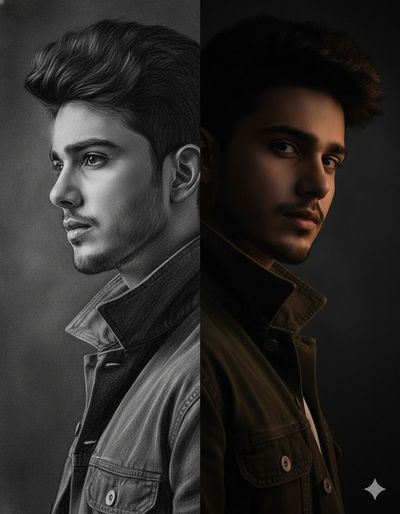 Cinematic Charcoal Dreams: A Dual Portrait Journey