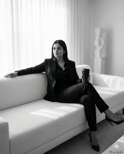 Elegance Meets Comfort in a Cinematic Portrait