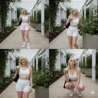 Billie Eilish: Summer Chic in a Lush Café Setting