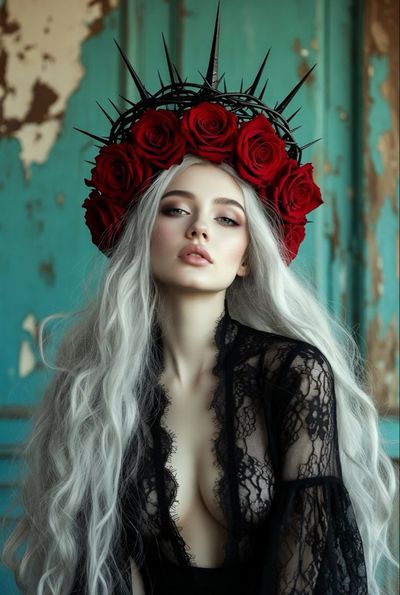 Queen of Thorns: A Haunting Beauty in Turquoise