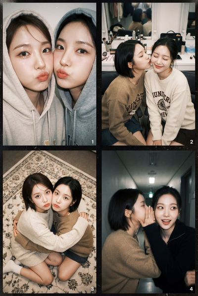 Duo of Dreams: K-Pop Idols in a Playful Collage