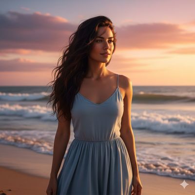 Tranquil Moments: A Sunset Stroll by the Shore