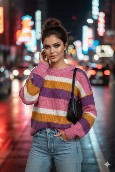 Neon Dreams: Urban Elegance Under City Lights