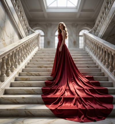 Timeless Elegance on a Marble Staircase