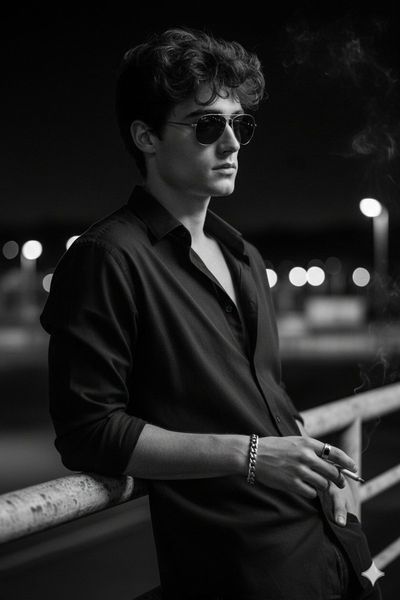 Urban Night Muse: A Pensive Portrait in Shadows