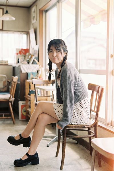 Retro Allure: A Dreamy Café Portrait