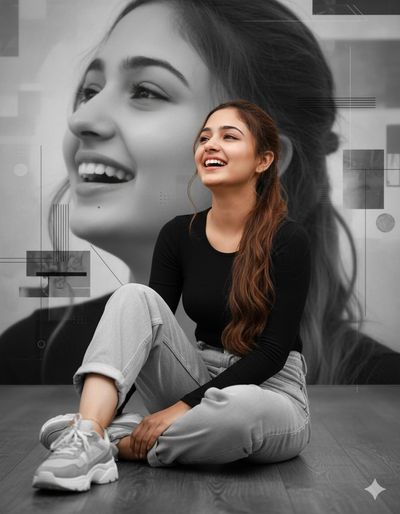 Elegance Unleashed: Monochrome Smiles and Stylish Simplicity