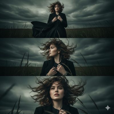Elegance in the Storm: A Captivating Triptych