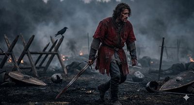 A Warrior's Solitude Amidst Ashes