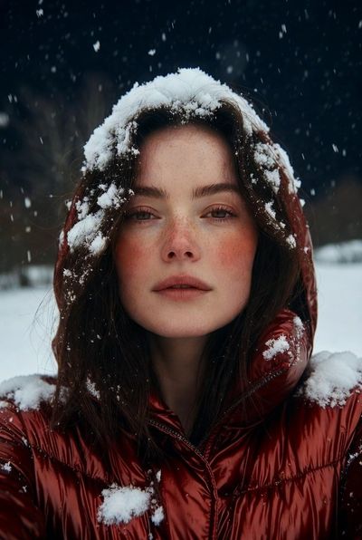 Candid Winter Whispers: A Selfie in the Snow