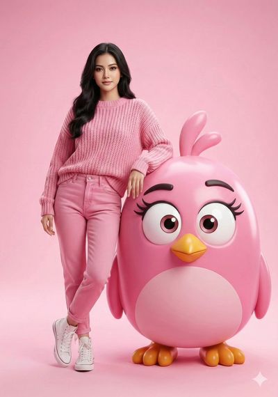 Chic Playfulness: Fashion Meets Cartoon in Pink