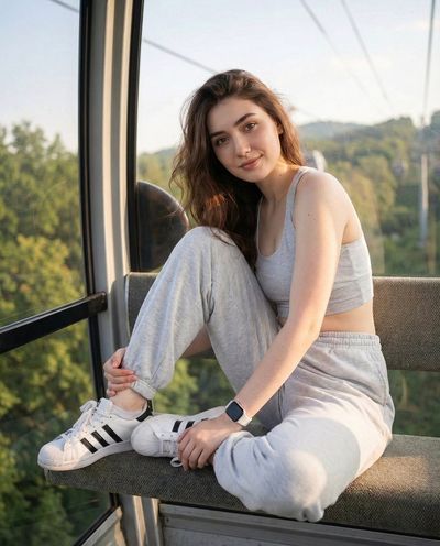 Sunlit Serenity: A Stylish Ride Above Green Canopies