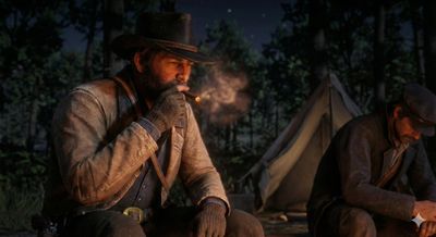 Cowboy Contemplation by the Campfire