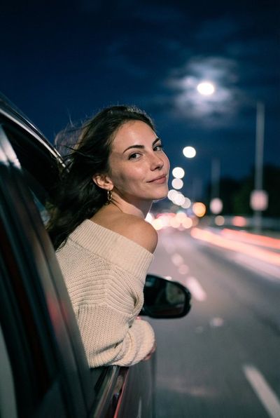 Cinematic Night Drive: A Portrait of Serene Adventure