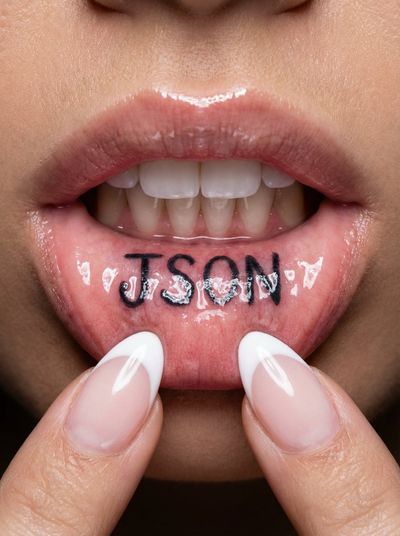 Tattooed Elegance: A Close-Up of Inner Lip Art