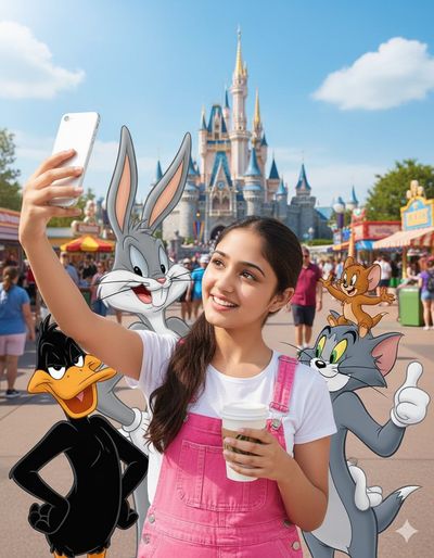 Magical Moments with Cartoon Friends at the Theme Park