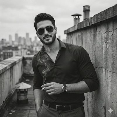 Urban Cool: A Black and White Rooftop Masterpiece