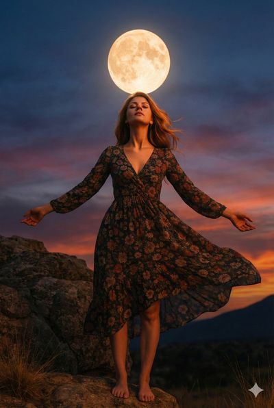 Celestial Serenity: A Daring Portrait at Dusk