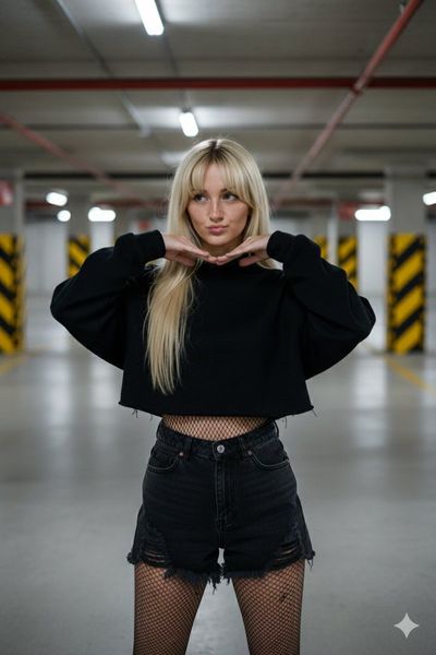 Urban Chic: A Playful Portrait in the Garage