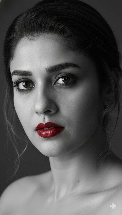 Monochrome Elegance: A Portrait in Red and Black