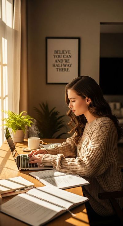 Golden Morning Inspiration: A Cozy Workspace