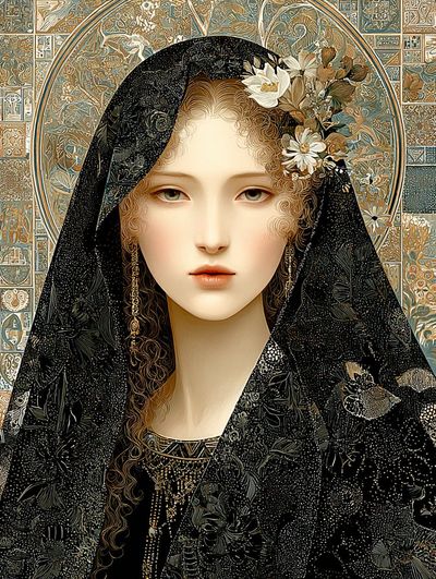 Timeless Elegance: A Mucha-Inspired Portrait