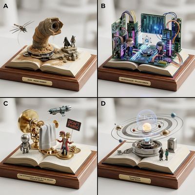 A Sci-Fi Odyssey: Books Transformed into Kinetic Art