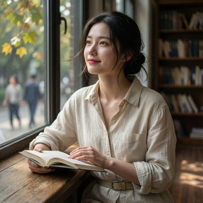 Whispers of Knowledge: A Serene Library Scene