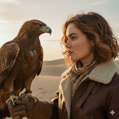 Connection in the Dunes: Woman and Eagle Unite
