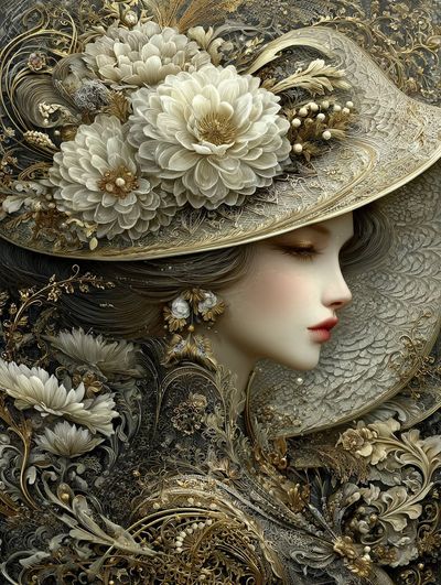 Elegance in Bloom: A Dreamy Art Nouveau Portrait