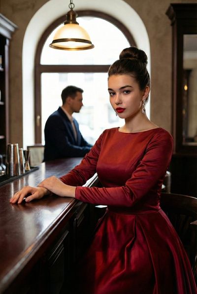 Cinematic Elegance: The Crimson Fashion Icon