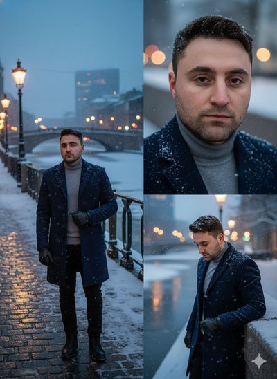 A Solitary Reflection in Snowy Dusk