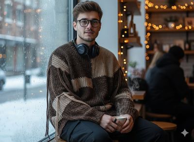 A Cozy Moment: Winter Reflections in a Café