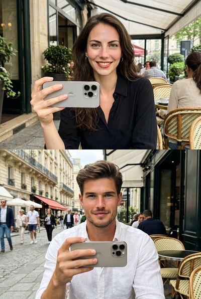 Double the Love: Café Selfie in Paris