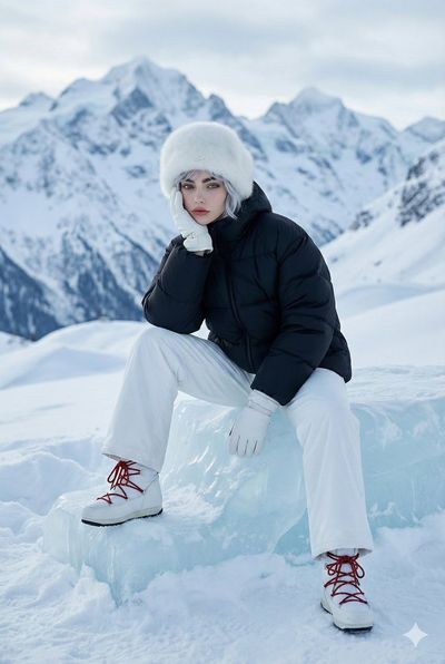 Glamour on Ice: A High-Fashion Winter Portrait