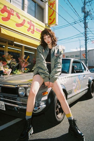 Retro Vibes: A Chic Portrait in Urban Japan