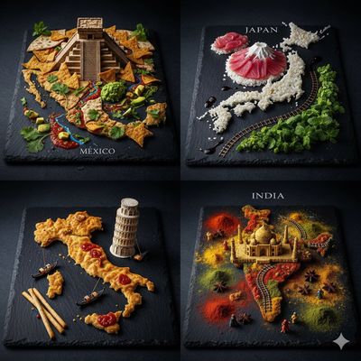 Culinary Cartography: A Tasty World Map on Your Plate