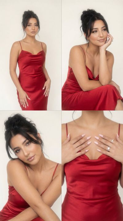 Chic Elegance in Satin: A 4-Frame Fashion Portrait