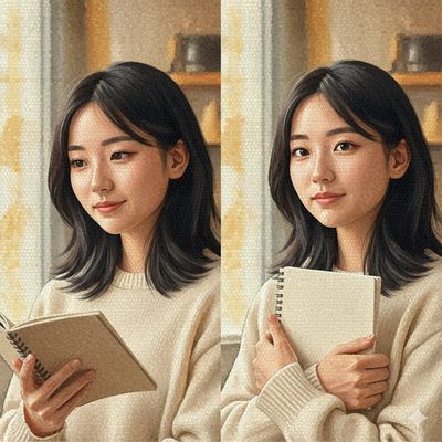 Mosaic Whispers: A Portrait of Thoughtful Serenity