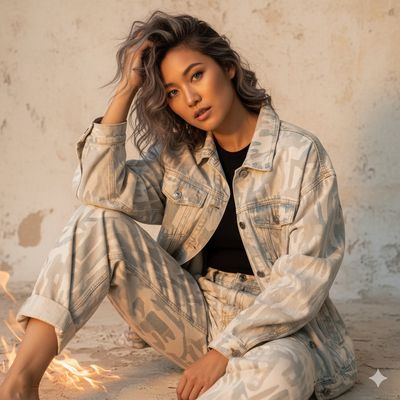 Effortless Elegance: A Grey-Eyed Muse Captured in Style